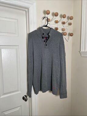 Strellson Wool Quarter-Button Knit Sweater - Grey - XL